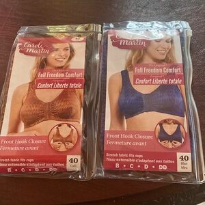 2 - nude and blue front closure bras - Fits sizes 38A, 40B, 40C, 40D, 44DD